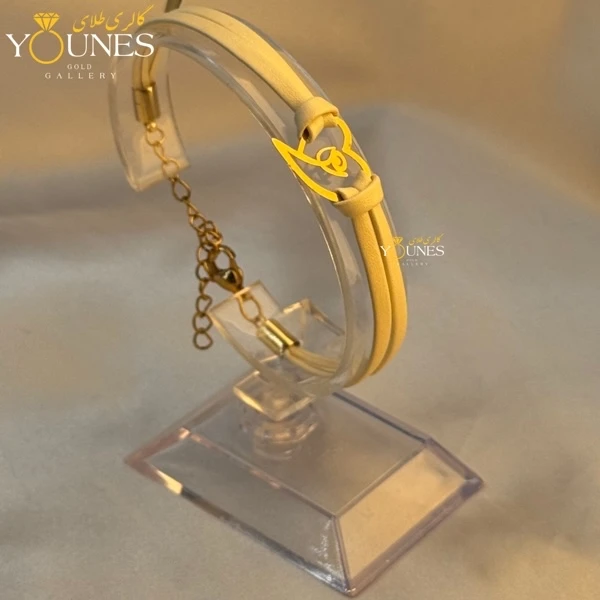 دستبند طلا چرم دولاین رز وقلب